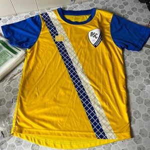 Admiral Youth Medium Blue Yellow Brookside Soccer Club Short Sleeve T